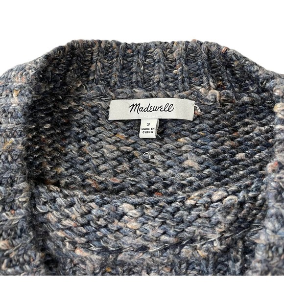 Madewell Pleated Shoulder Balloon‎ Sleeve Blue Chunky Knit Sweater Small - Picture 4 of 10